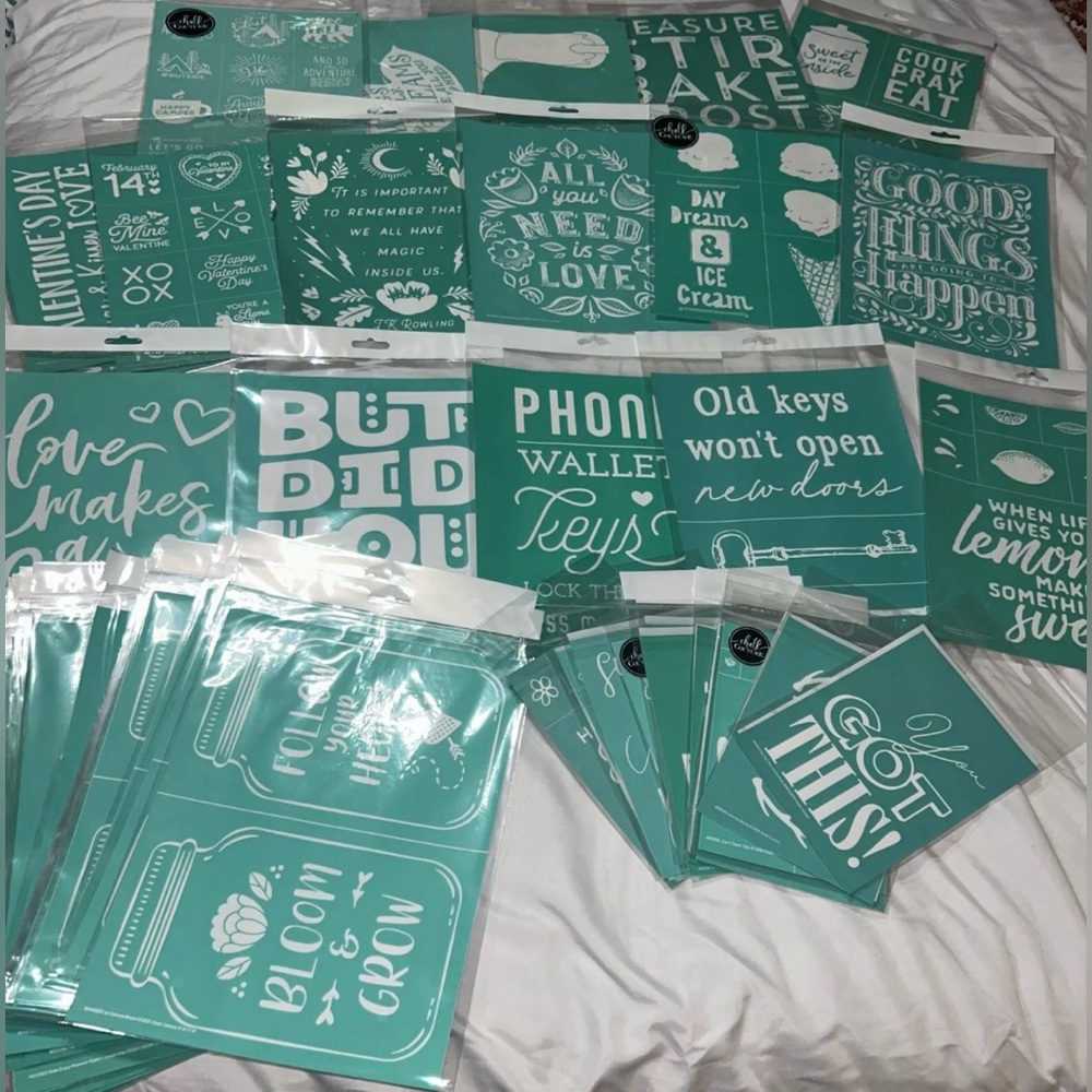 Chalk Couture Transfers/stencils, Lot Of 57, Mixed Designs.  READ DESCRIPTION
